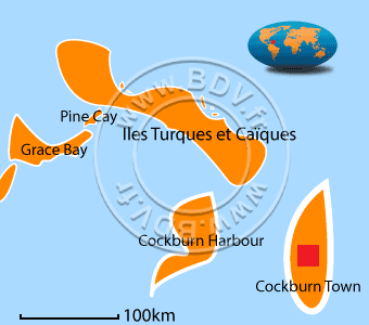 Carte des Îles Turques-et-Caïques