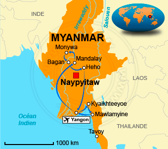 Carte circuits Birmanie Myanmar