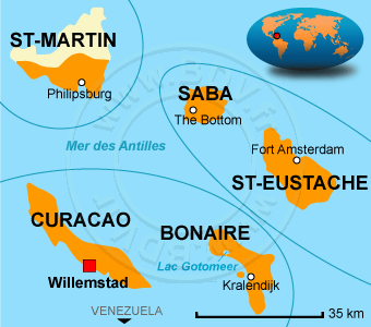 Carte des Antilles Néerlandaises