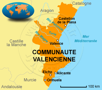 Carte de la CommunautÃÂ© de Valence