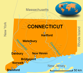 Carte du Connecticut