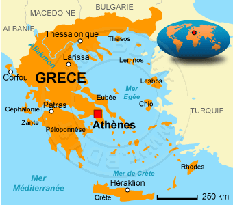 Carte de la GrÃÂ¨ce continentale et Cyclades