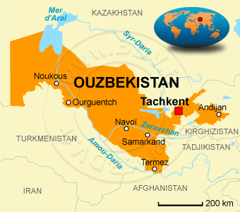 Carte de l' Ouzbékistan