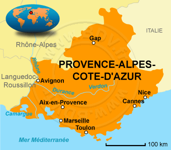 Carte de la rÃ©gion Provence-Alpes-Côte d'Azur