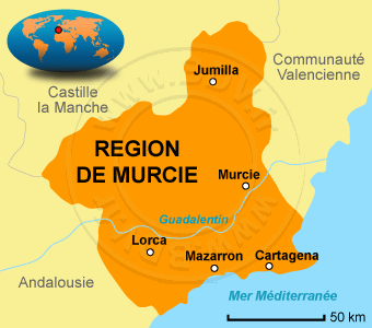 Carte de la RÃÂ©gion de Murcie