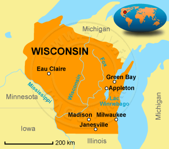 Carte du Wisconsin