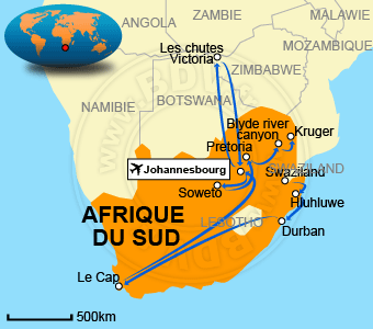 Carte circuits Afrique du Sud