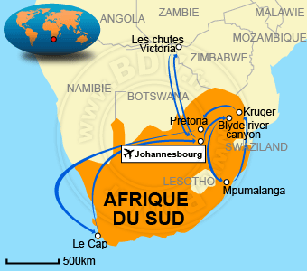 Carte circuits Afrique du Sud