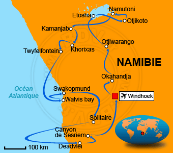 Carte circuits Namibie